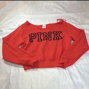 PINK Red Cropped Sweatshirt